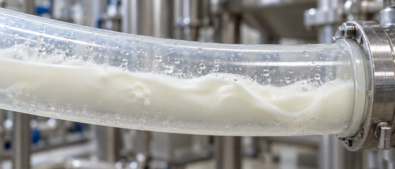 Пищевой продукт внутри прозрачной силиконовой трубки